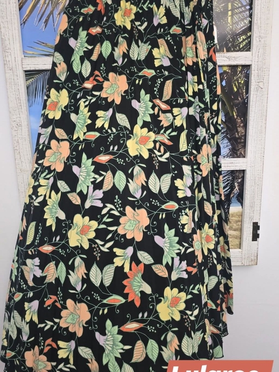 LuLaRoe Dresses & Skirts - LuLaRoe Black Floral Print Top with Pastel Accents
